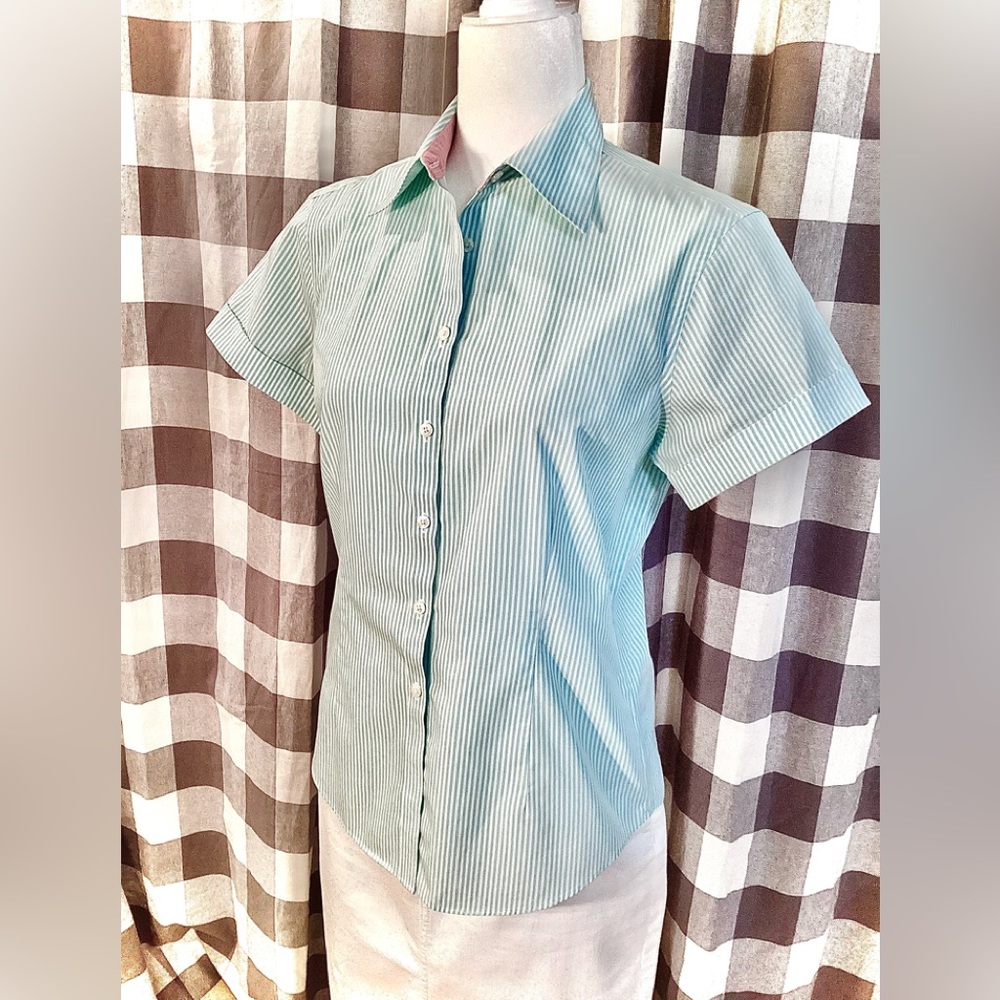 Brooks Brothers No-Iron Striped Short Sleeve Button-Up Shirt - Picture 2 of 7